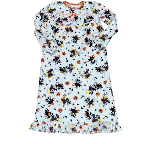 Disney Mickey Minnie Mouse Halloween Girls Size 8 Witch Pumpkins Long Nightgown - Picture 1 of 4